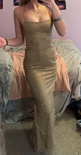 Gold Size 00 Side slit Dress on Queenly