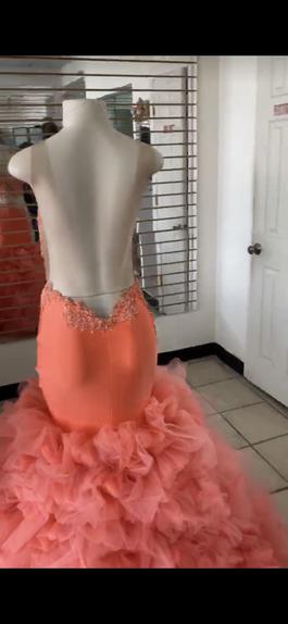 Custom made Orange Size 8 Floor Length Ball gown on Queenly