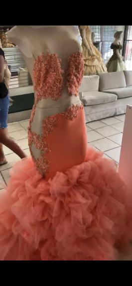 Custom made Orange Size 8 Floor Length Ball gown on Queenly