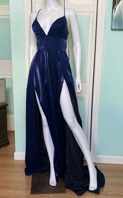 Clarisse Navy Blue Size 6 Side Slit $300 A-line Dress on Queenly