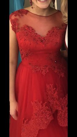 Mac Duggal Red Size 6 Tulle $300 Sheer Ball gown on Queenly