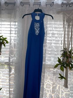 Xtraordinary Blue Size 4 Floor Length Black Tie $300 Straight Dress on Queenly