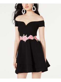 B. Darlin Black Size 6 Floral Polyester $300 Midi Cocktail Dress on Queenly