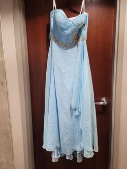 Style 3748 Epic Formals By Karishma Creations Light Blue Size 20 Plus Size Prom Tall Height $300 A-line Dress on Queenly