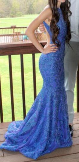 MoriLee Blue Size 0 $300 Backless Mermaid Dress on Queenly