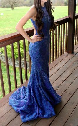 MoriLee Blue Size 0 $300 Backless Mermaid Dress on Queenly