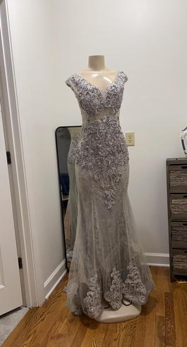 Romance Silver Size 6 $300 Train Dress on Queenly