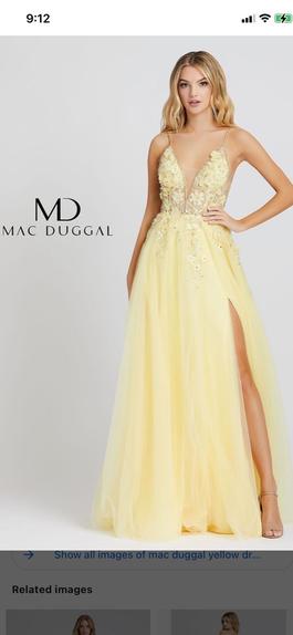 Mac Duggal Yellow Size 6 Embroidery Prom A-line Dress on Queenly