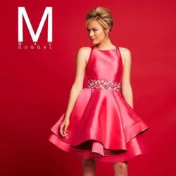 Mac Duggal Pink Size 0 Midi Sorority Formal Euphoria Jewelled Cocktail Dress on Queenly