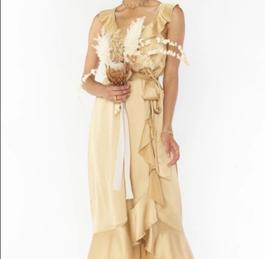 Show me your MUMU Gold Size 4 Silk Floor Length A-line Dress on Queenly