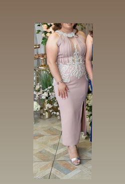 Custom made Pink Size 8 Sequined Midi Homecoming Sheer Cocktail Dress on Queenly