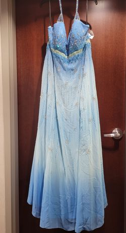 Riva Designs 4251 Blue Size 20 Floor Length Tall Height A-line Dress on Queenly