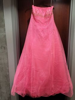Style 20097 Precious Formals Hot Pink Size 20 Sweetheart Black Tie Embroidery Tall Height A-line Dress on Queenly