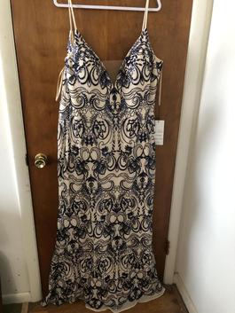 Mon Cheri Nude Size 20 Plus Size Navy Blue Straight Dress on Queenly