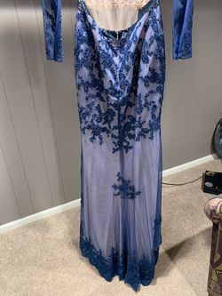 Mac Duggal Blue Size 12 $300 Military Straight Dress on Queenly
