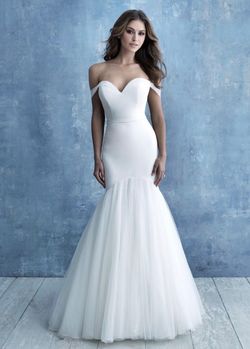 Allure White Size 14 Floor Length Wedding Corset Train Dress on Queenly