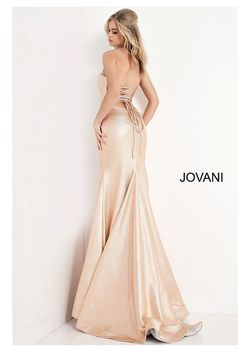 Jovani Gold Size 4 Shiny Floor Length Mermaid Dress on Queenly