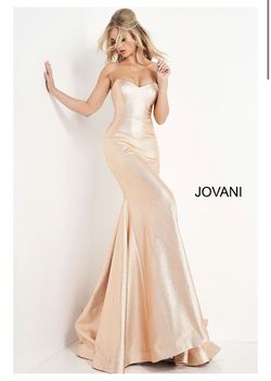 Jovani Gold Size 4 Shiny Mermaid Dress on Queenly