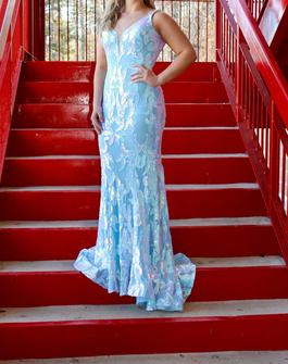 Jovani Multicolor Size 8 Black Tie Light Blue Straight Dress on Queenly