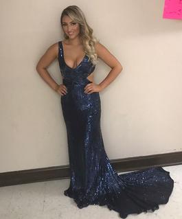 Sherri Hill Blue Size 2 Jewelled $300 Straight Dress on Queenly