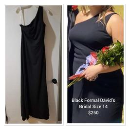David's Bridal Black Size 14 Floor Length Side slit Dress on Queenly