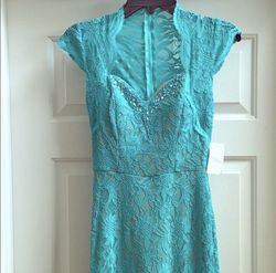 Jodi Kristopher Blue Size 2 Floor Length Military 50 Off Mermaid Dress on Queenly