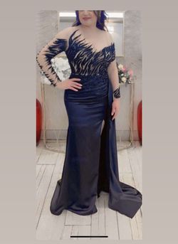 Custom made Black Size 8 Floor Length Sequin Side slit Dress on Queenly