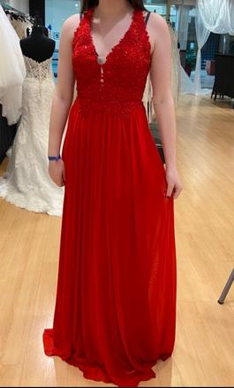 Sherri Hill Red Size 10 Black Tie $300 Straight Dress on Queenly