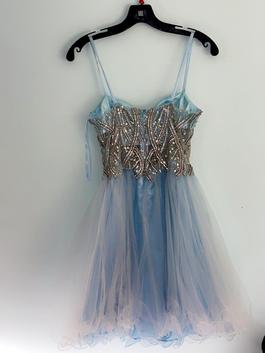 Dave and Johnny Blue Size 2 Floor Length Military Prom $300 A-line Dress on Queenly
