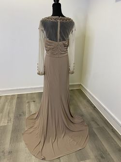 Style 17863 Christina Wu Nude Size 18 Floor Length Plus Size Military Fit And Flare Mermaid Dress on Queenly