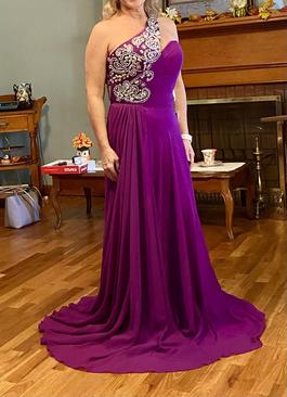 Panoply Purple Size 8 One Shoulder Floor Length Straight Dress on Queenly