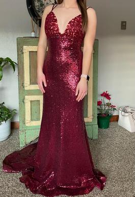 JVN Red Size 6 Floor Length A-line Dress on Queenly