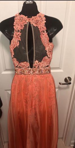 Sherri Hill Orange Size 2 Sheer Mini $300 Train Dress on Queenly