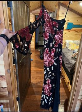Primavera Multicolor Size 4 Black Tie Prom Side slit Dress on Queenly