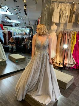 JVN Silver Size 4 Embroidery Prom Ball gown on Queenly