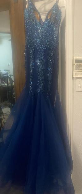 Jovani Blue Size 4 Tulle $300 Pageant Mermaid Dress on Queenly