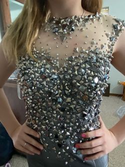 Mac Duggal Silver Size 2 Train 50 Off Floor Length Pageant Straight Dress on Queenly