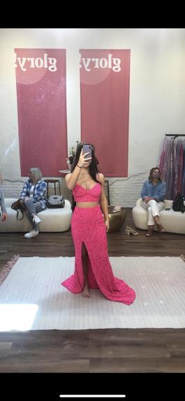 Sherri Hill Hot Pink Size 0 Spaghetti Strap Prom Cut Out Side slit Dress on Queenly