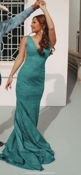 Jovani Green Size 0 Midi Shiny $300 Cocktail Dress on Queenly