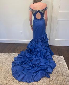Rachel Allan Blue Size 2 Ruffles Prom Jewelled Mermaid Dress on Queenly