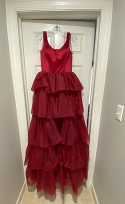 Ashley Lauren Red Size 8 Black Tie Military Ruffles A-line Dress on Queenly