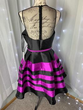 Mac Duggal Black Size 12 Midi $300 Magenta Cocktail Dress on Queenly