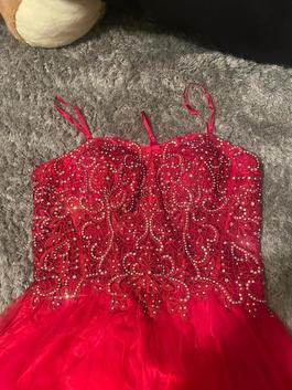 Blondie Nites Red Size 14 Floor Length Strapless A-line Dress on Queenly