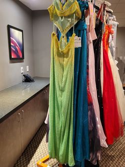 Style P8312 Precious Formals Multicolor Size 2 Cut Out Prom Ombre Tall Height Side slit Dress on Queenly