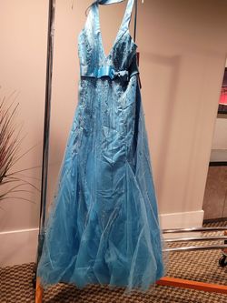 Style HB3845 Mori Lee Paparazzi Blue Size 26 50 Off Tall Height $300 A-line Dress on Queenly