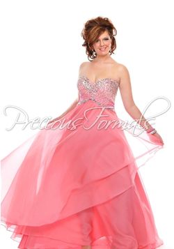 Style W10492 Precious Formals Pink Size 24 Beaded Top $300 A-line Dress on Queenly