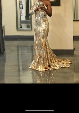 Johnathan Kayne Gold Size 6 Pageant Mermaid Dress on Queenly