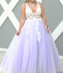 Jovani Purple Size 18 Floor Length Lavender Plus Size Prom Train Dress on Queenly