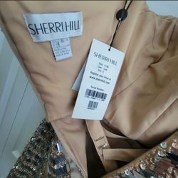 Sherri Hill Nude Size 6 $300 Midi Cocktail Dress on Queenly