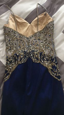 MoriLee Blue Size 4 Beaded Top Floor Length $300 Custom Mermaid Dress on Queenly